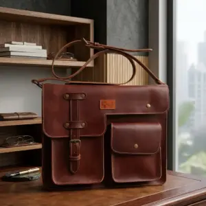 Brown leather briefcase