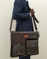 Dark brown leather briefcase