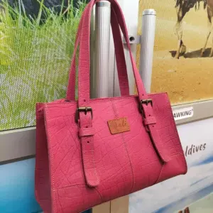 Pink leather tote