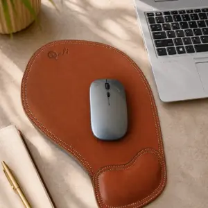 Tan leather mouse pad