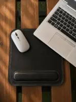 Black leather mouse pad