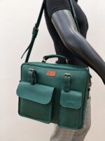 Arua leather briefcase worn over the shoulder