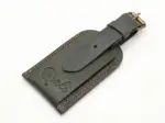 Green leather luggage tag by Qali Bags Kenya