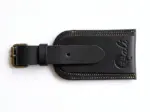 Black leather luggage tag by Qali Bags Kenya