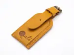 Mustard leather luggage tag by Qali Bags Kenya