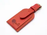 Red leather luggage tag by Qali Bags Kenya